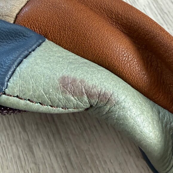 Women's Hobo Bag Purse Genuine Leather Multicolor Patchwork Vintage 90s Mexico - Picture 5 of 9